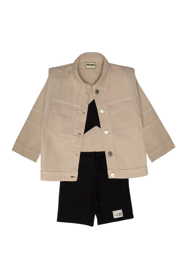 Gabardine jacket + V-line set Outfit