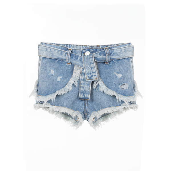 Denim Ruffle Shorts