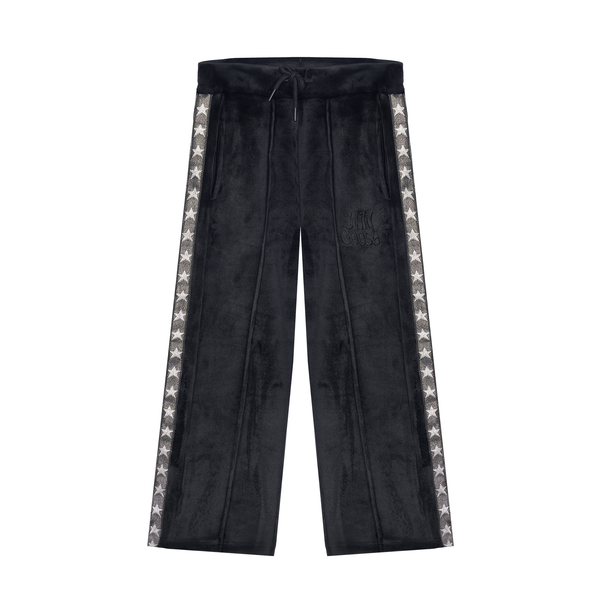 Velvet Wide-leg Trousers with Side Stars